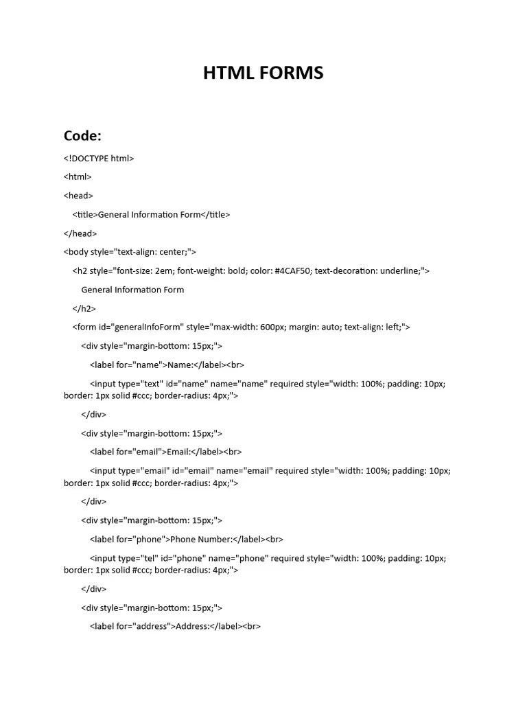HTML Forms | PDF | Web Development | Hypertext