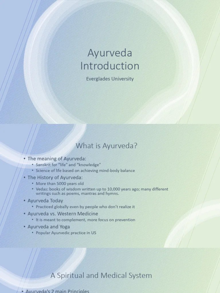 Introduction To Ayurveda | PDF | Ayurveda | Vedas