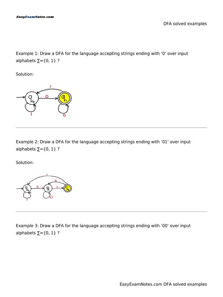 DFA Solved Examples | PDF | Models Of Computation | Theory Of Computation