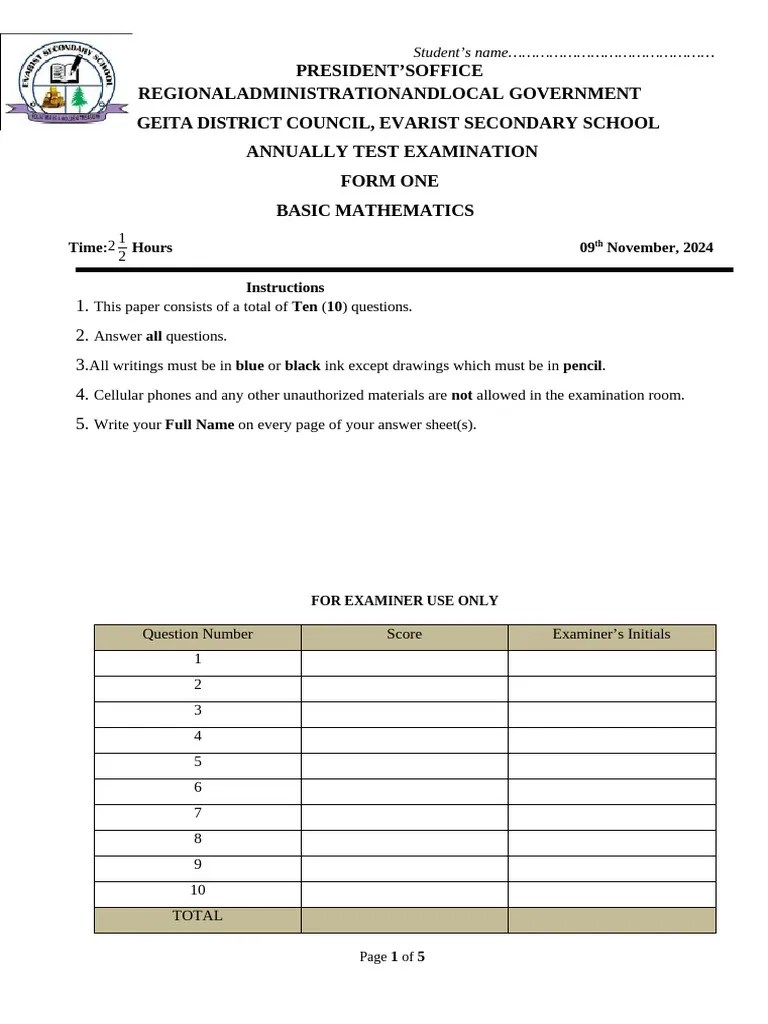 Maths F1-Nov 2024 | PDF