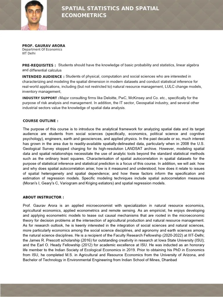 Spacial Statistics | PDF | Spatial Analysis | Statistics