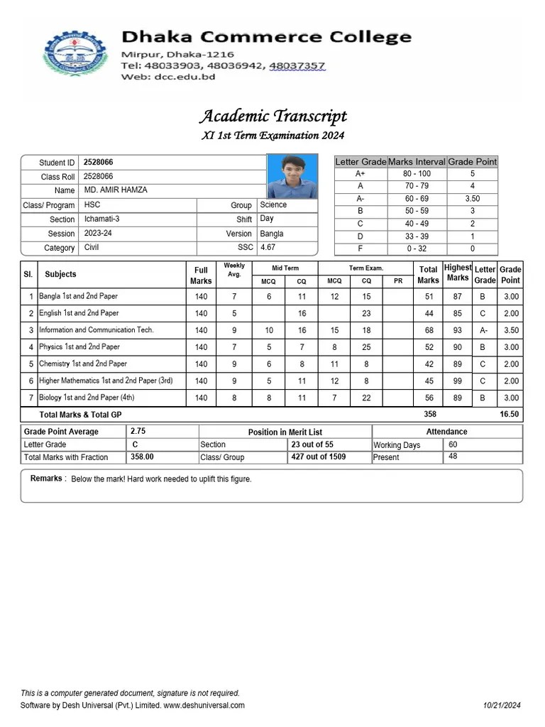 Academic Transcript | PDF | Vocational Education | Educational Assessment And Evaluation
