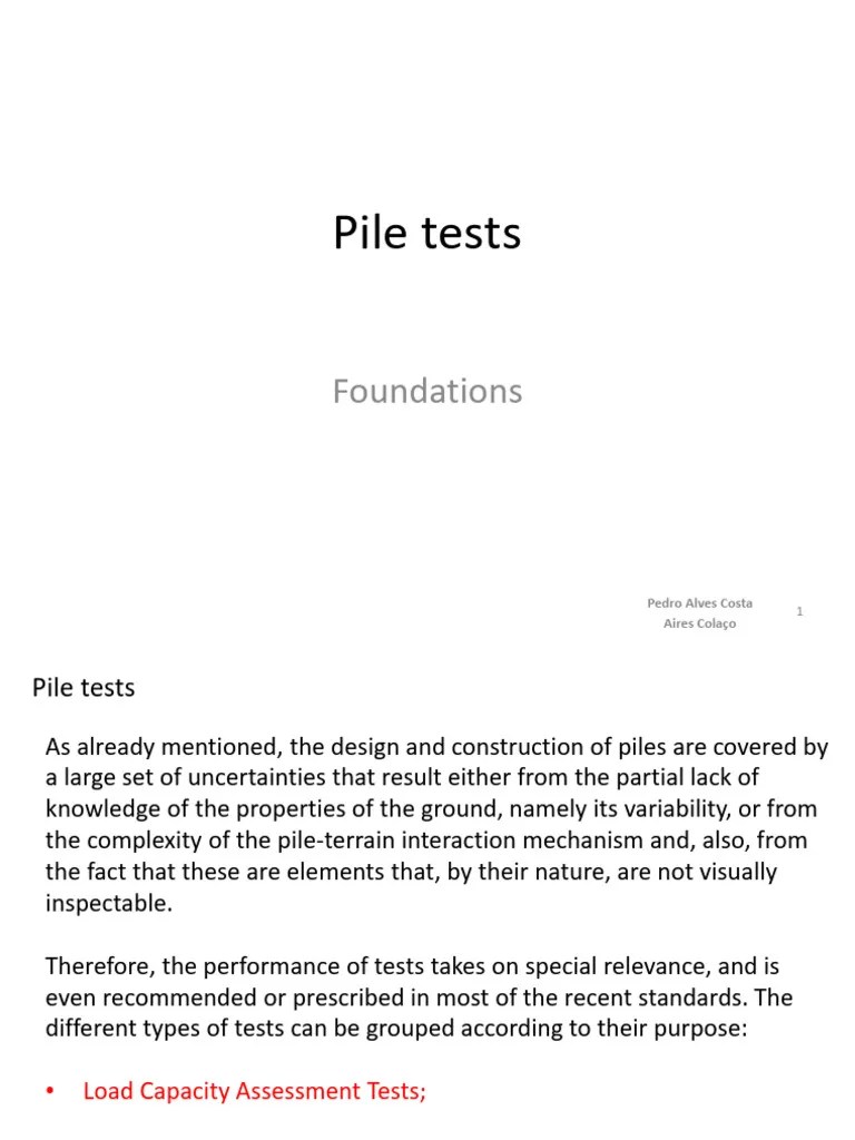 Pile Tests | PDF | Deep Foundation | Structural Load