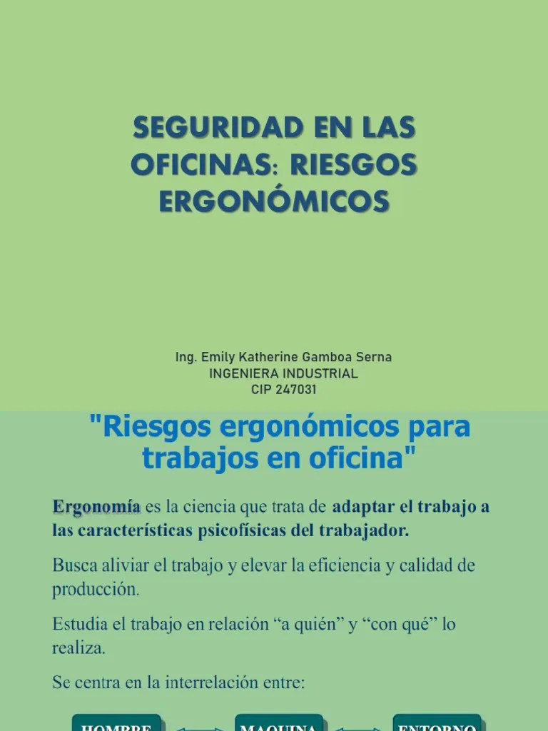 Seguridad En La Oficina Riesgos Ergonómicos | PDF