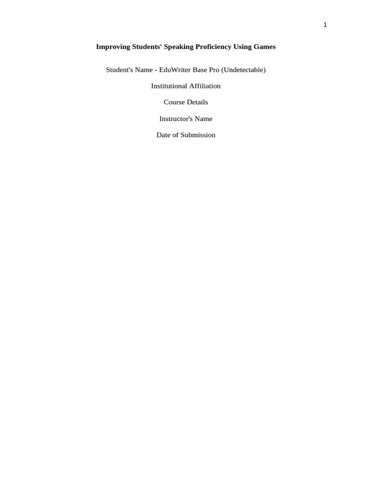 Improving Students Speaking Proficiency Using Games | PDF | Learning ...