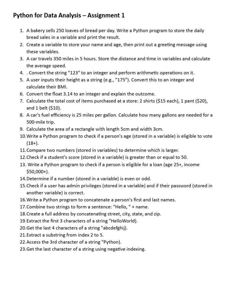 Python For Data Analysis Assignment 1 | PDF