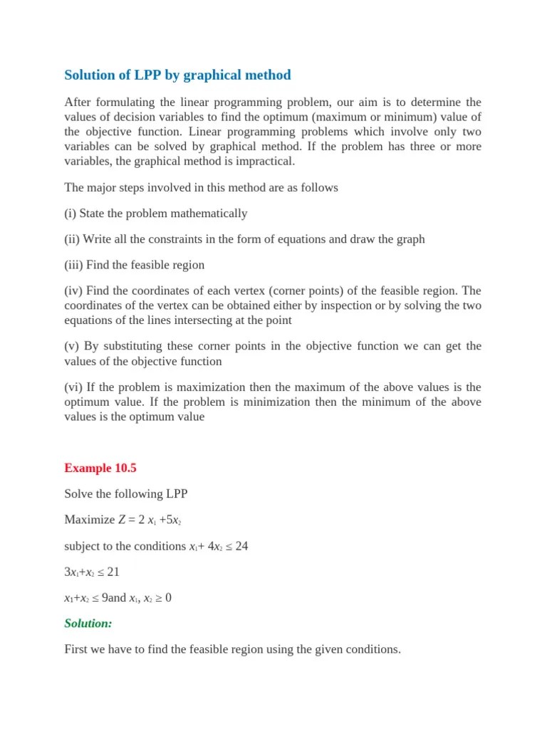 Graphicalmethod For Linear Programming Problem | PDF | Mathematical ...