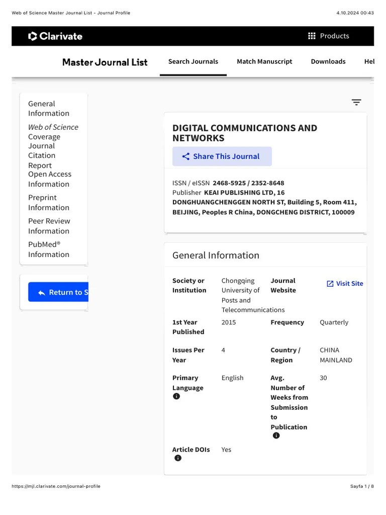 Web Of Science Master Journal List - Journal Profile | PDF | Scholarly ...