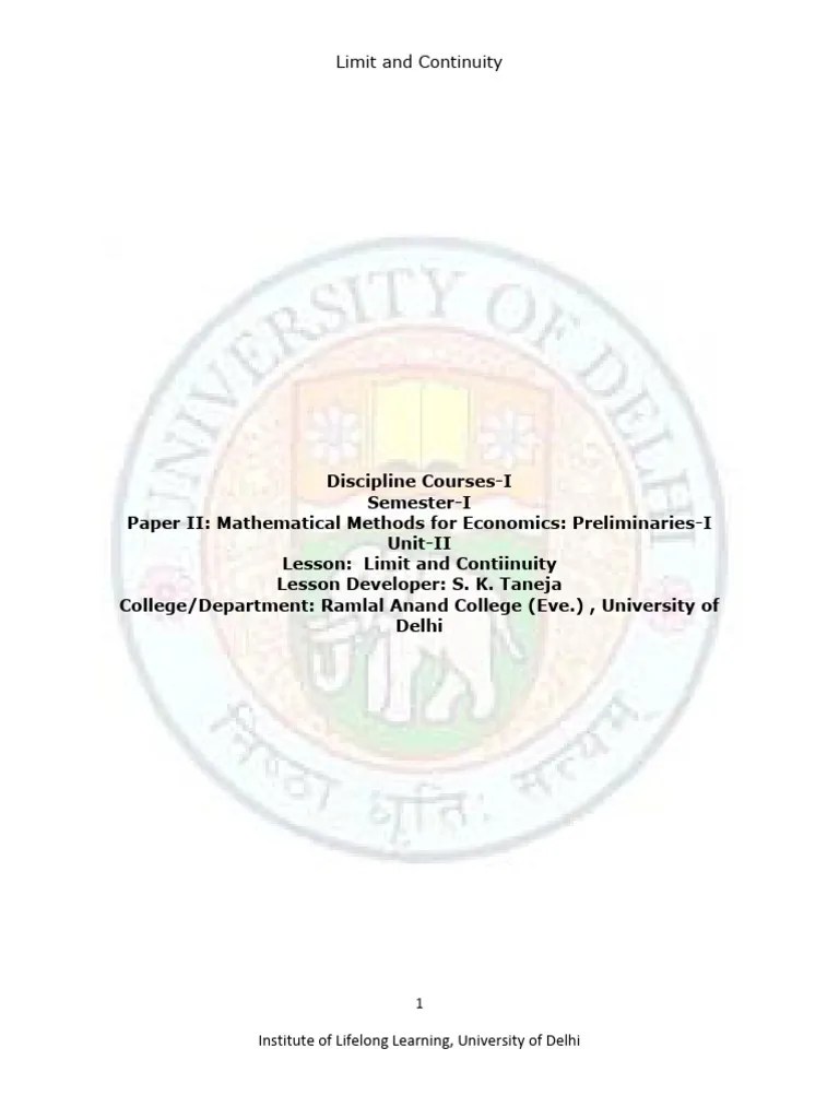 Limit And Continuity | PDF | Asymptote | Continuous Function