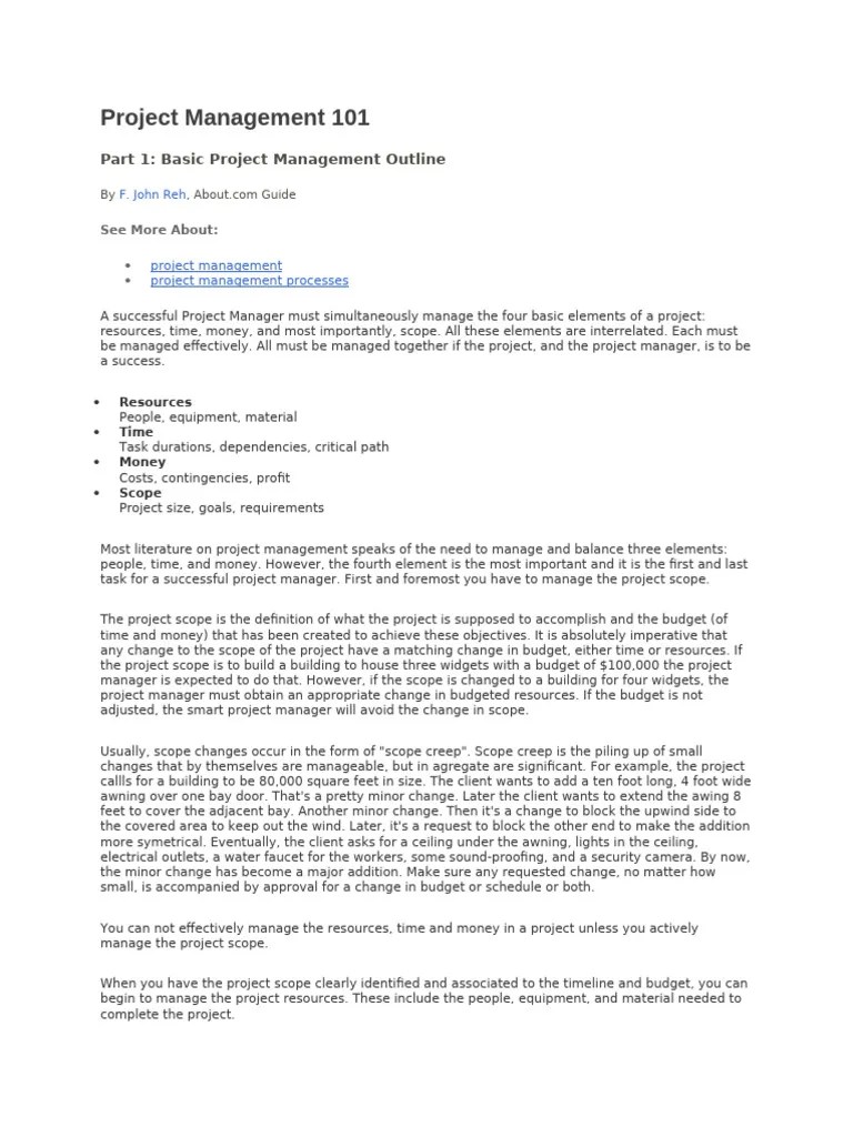 Project Management 101 | PDF | Project Management