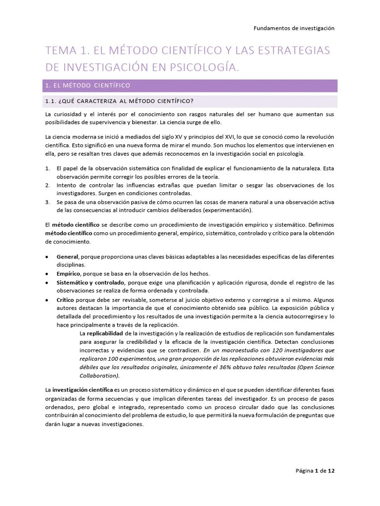 Tema 1 Fundamentos Investigacion | PDF | Método Científico | Teoría
