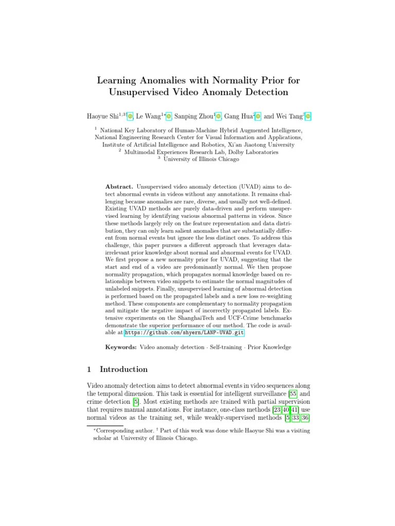 Learning Anomalies With Normality Prior For Unsupervised Video Anomaly ...