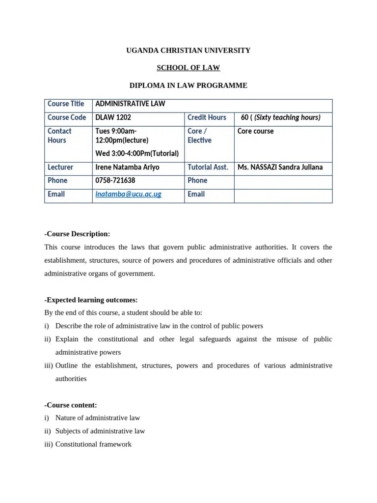 Administrative Law Course Outline | PDF | Justice | Crime & Violence