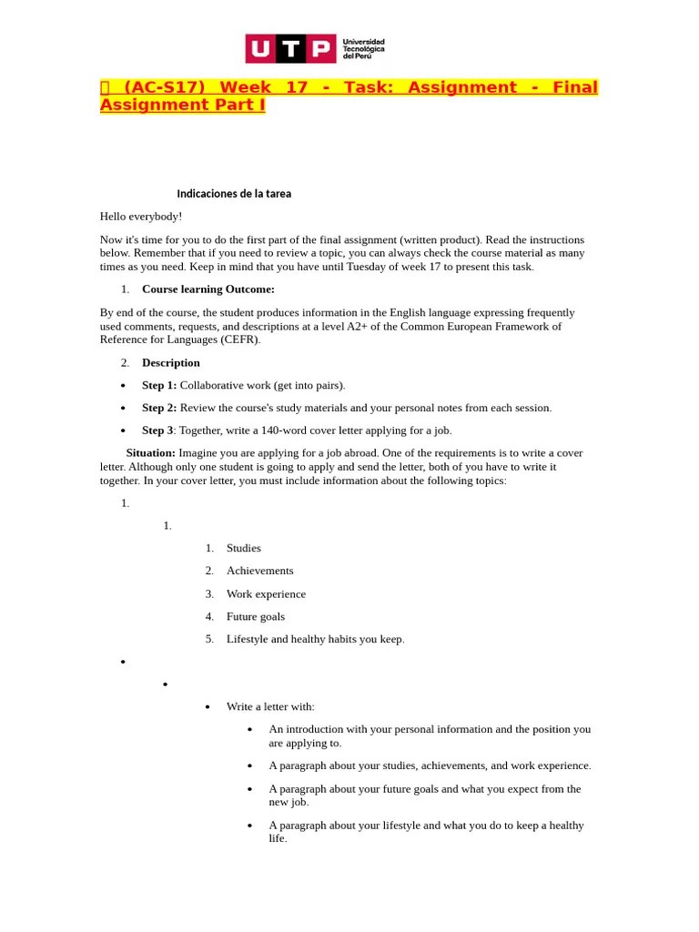? (AC-S17) Week 17 - Task Assignment - Final Assignment Part I - INGLES ...
