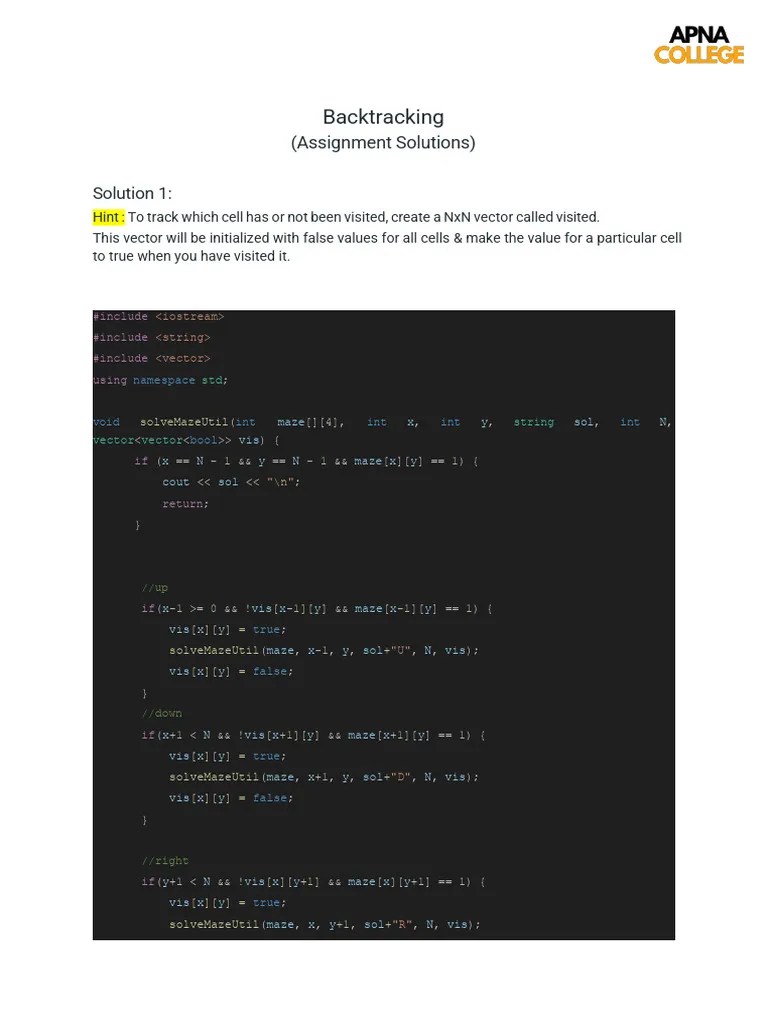 21. Backtracking Solutions | PDF | Computer Programming | Software ...