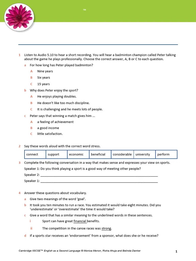 IGCSE_ESL_Review_U5 | PDF | Sentence (Linguistics) | English Language