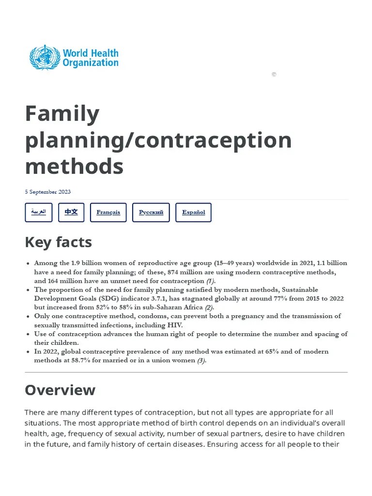 Family Planning - Contraception Methods | PDF | Birth Control | Family ...
