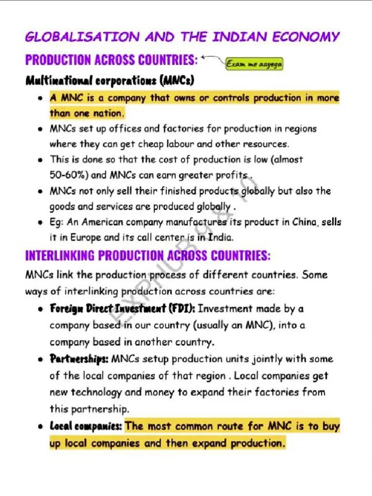 Globalization Notes | PDF | Multinational Corporation | Globalization