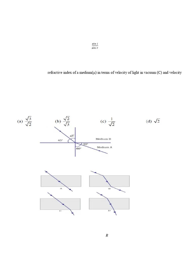 LIGHT_WORKSHEET_1[1] | PDF | Refractive Index | Mirror