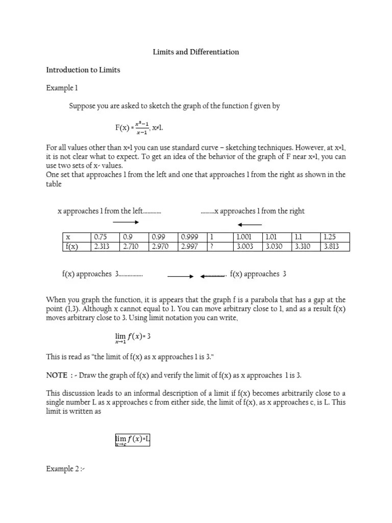Lecture 01 - Limits And Differentiation (4) | PDF | Derivative ...