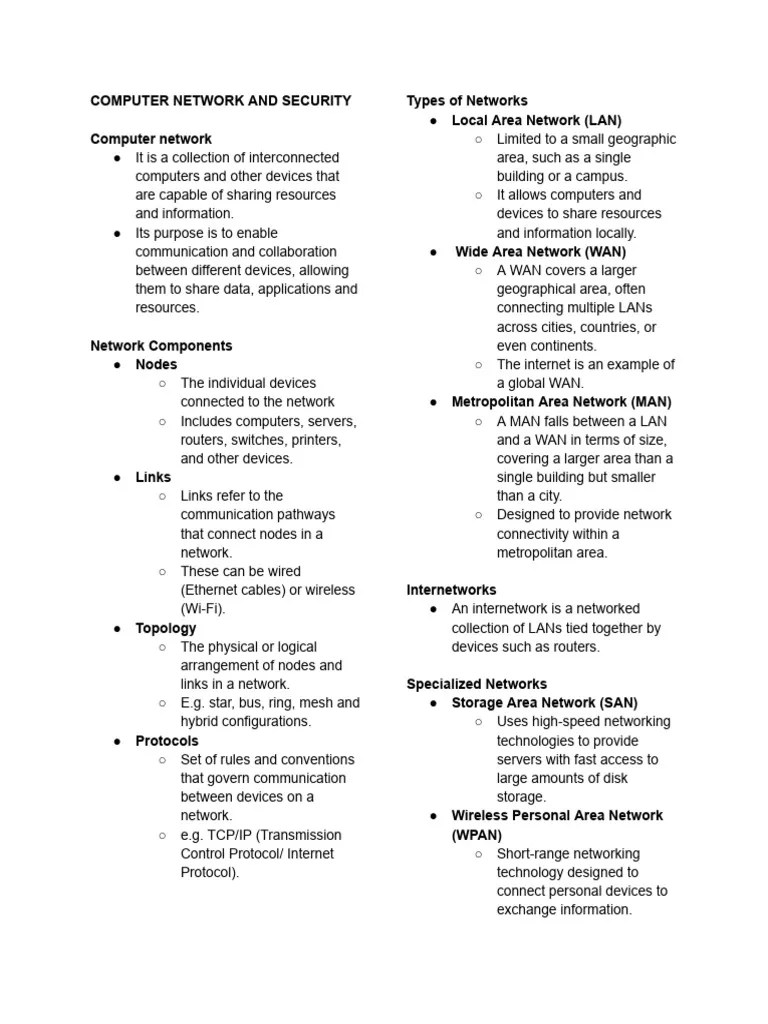 COMPUTER-NETWORK-AND-SECURITY | PDF | Computer Network | Network Topology