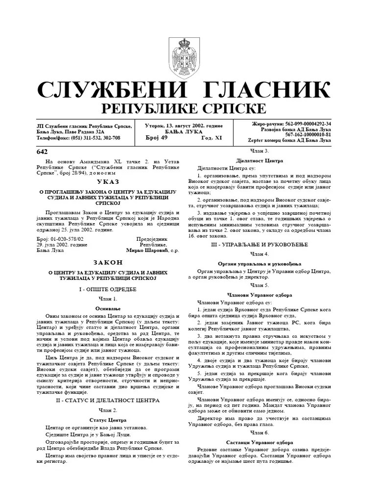 Sl. Glasnik RS Broj 49-2002 | PDF