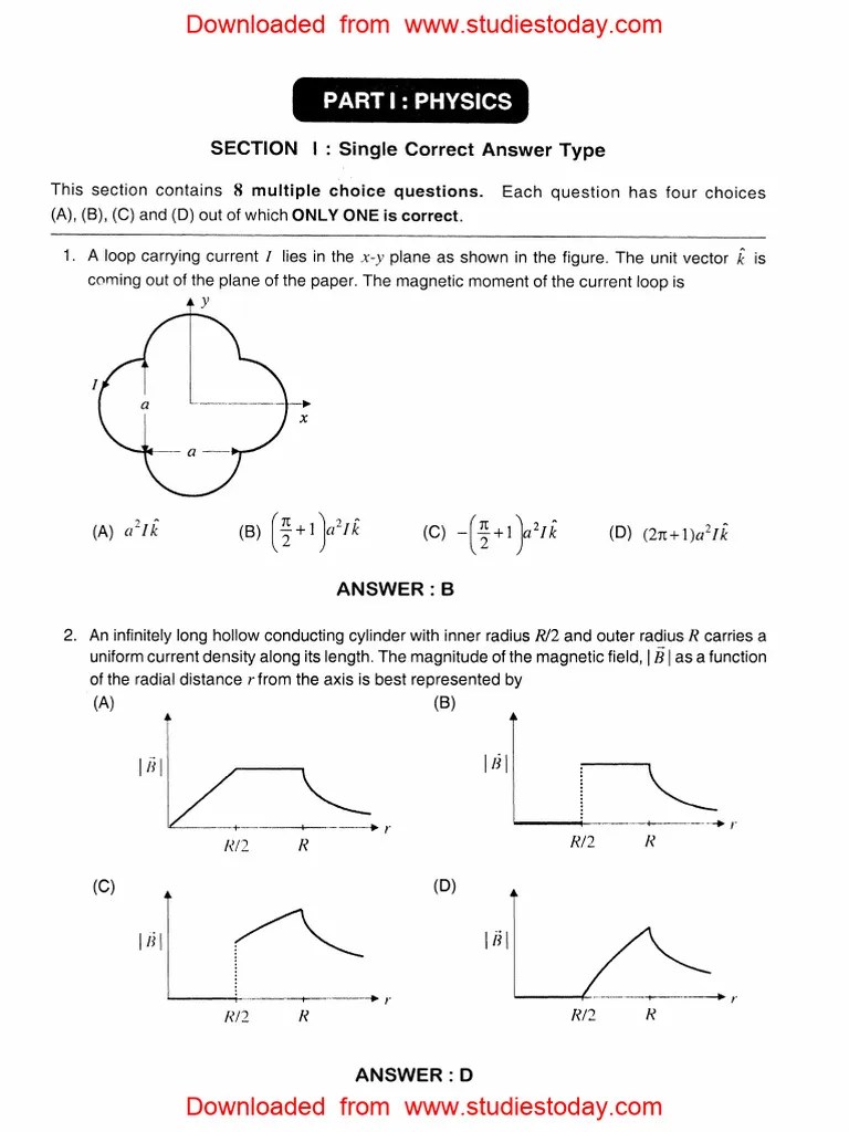 JEE Advanced Sample Question Paper Set 2 2012 With Answers | PDF | Austria