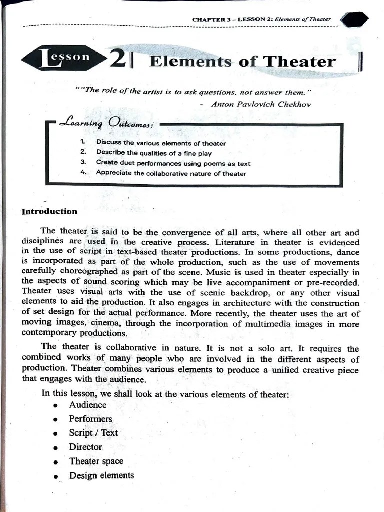 Elements Of Theater | PDF | Theatre | Experience