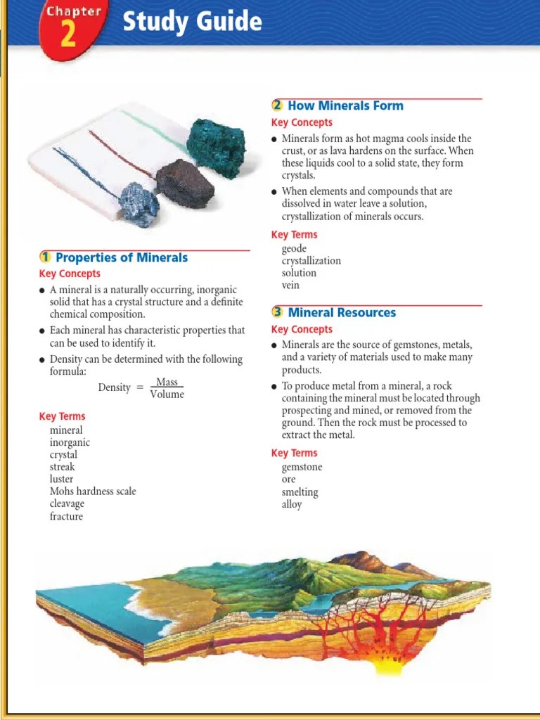 Chapter 2 Minerals Study Guide Science Pdf Minerals Rock