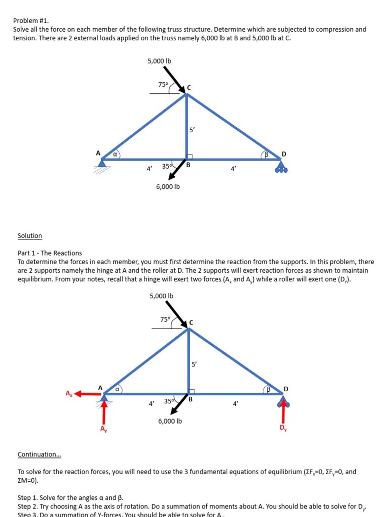 Statics - Method Of Joints (PT 1) | PDF | Force | Truss