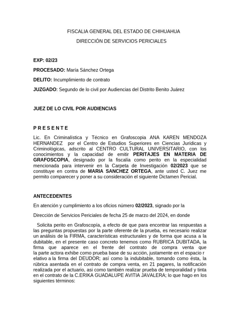 Peritaje De Grafoscopia-1 | PDF | Testigo Experto | Experto