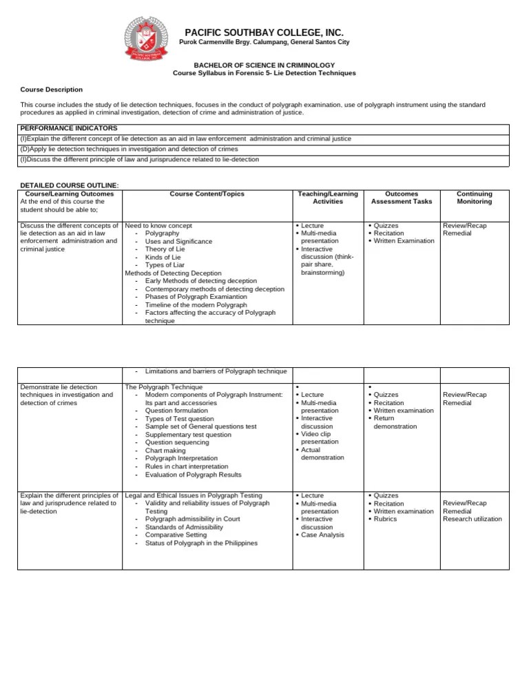 Forensic 5 - Lie Detection Techniques | PDF | Polygraph | Lie