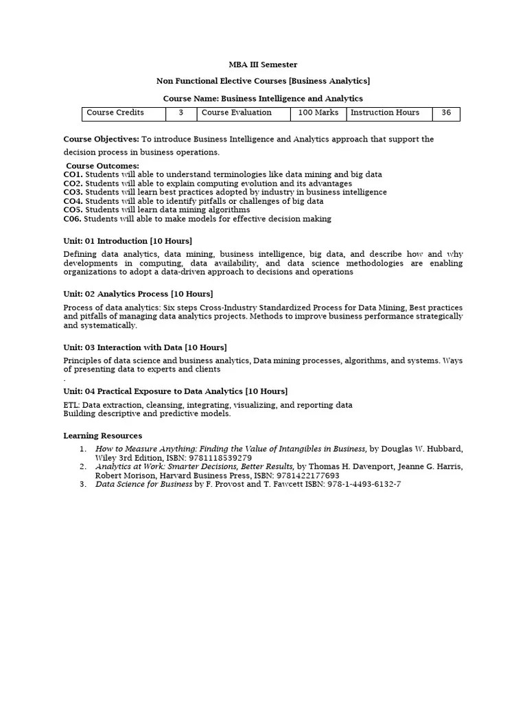 Business Intelligence And Analytics | PDF