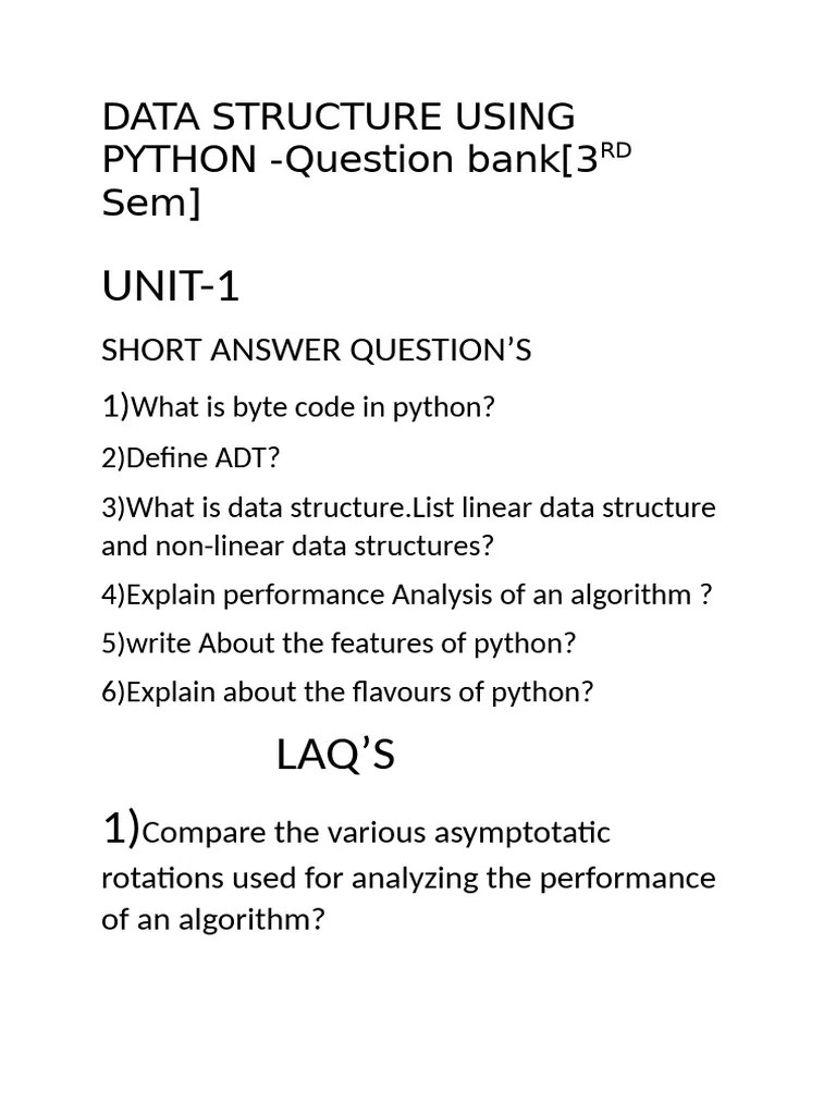 Python Data Structures Q&A Bank | PDF | Computing | Algorithms