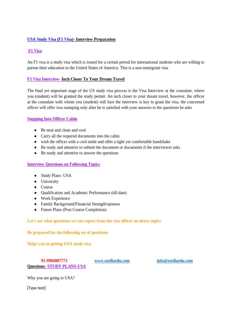 F1 Visa Interview Que | PDF | Academic Degree | Student Loan