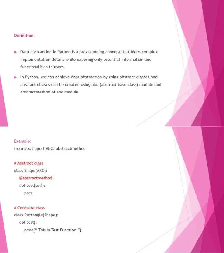 Data Abstraction In Python | PDF