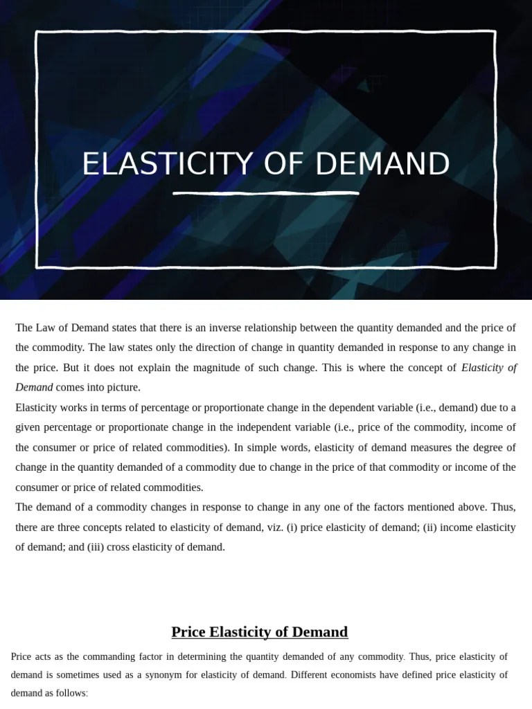 Elasticity Of Demand | PDF | Demand | Elasticity (Economics)