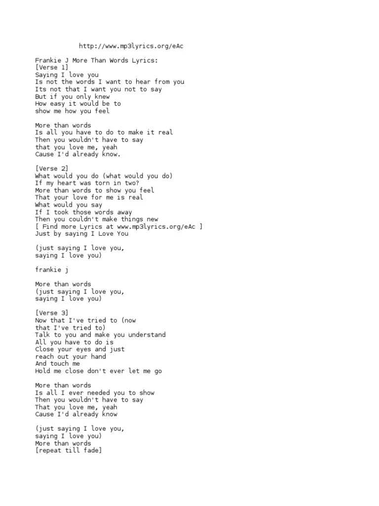 I will always love you. Lirik Lagu Frankie J More Than Word Pdf
