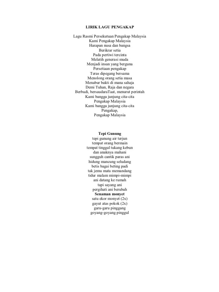 Harapan nusa dan bangsa · melatih generasi muda. Lirik Lagu Pengakap Pdf
