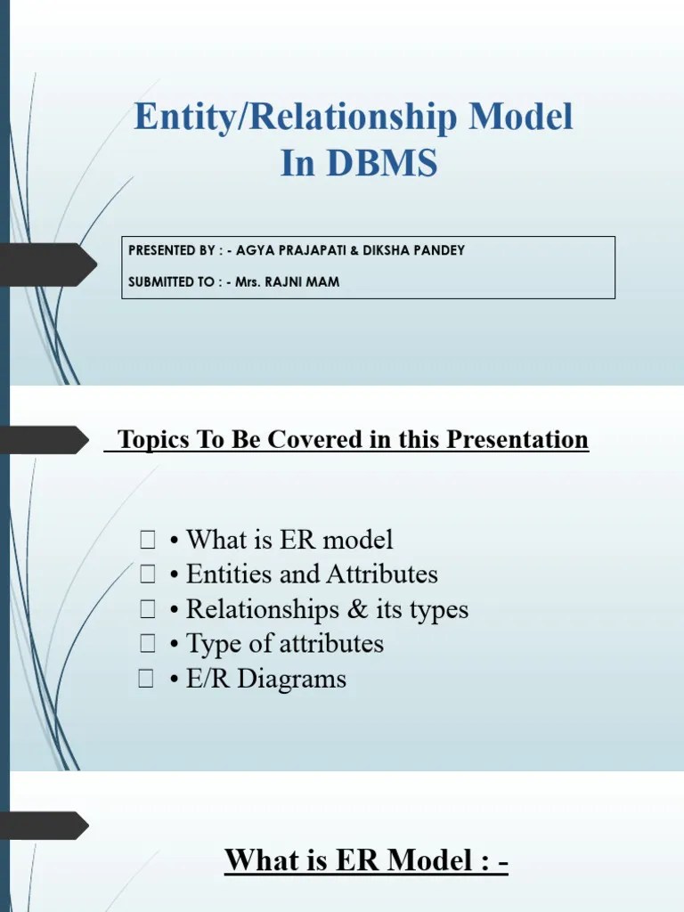 Er In Dbms Model | PDF | Databases | Database Design