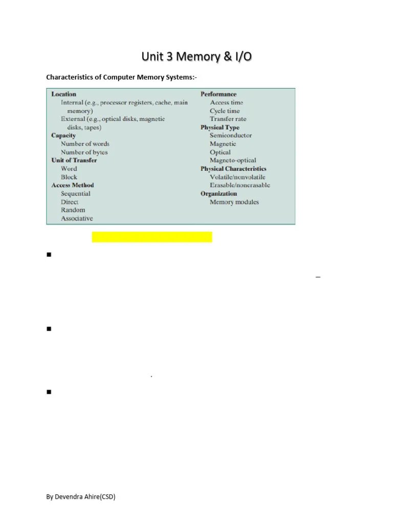 Memory  Input Output  PDF  Cpu Cache  Computer Data Storage.