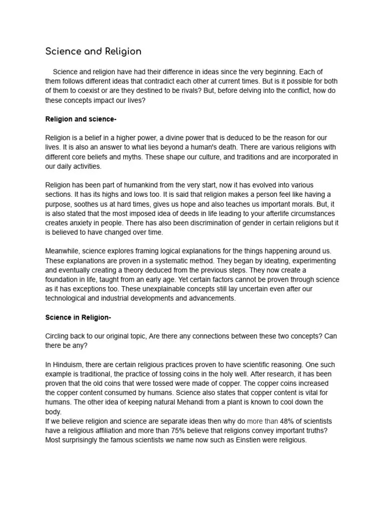Religion And Science (1) | PDF | Relationship Between Religion And Science | Science