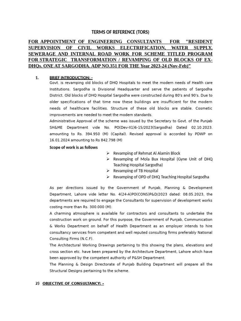 Terms Of Reference (TOR) | PDF | Specification (Technical Standard ...