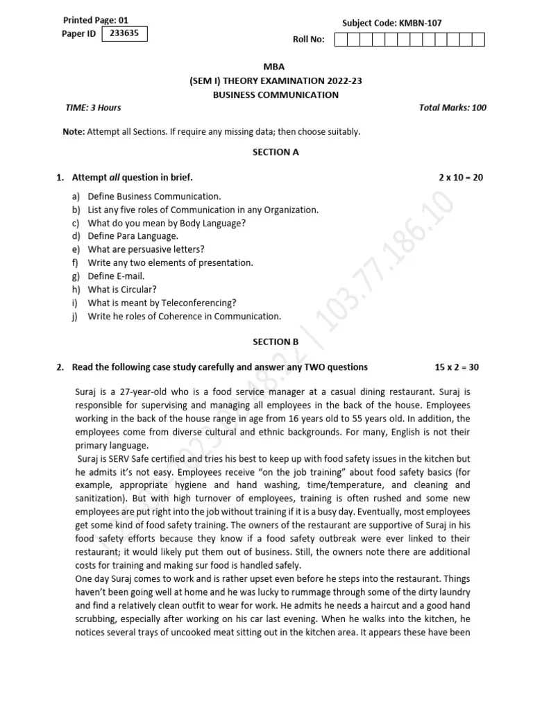 Business Communication | PDF | Food Safety | Communication