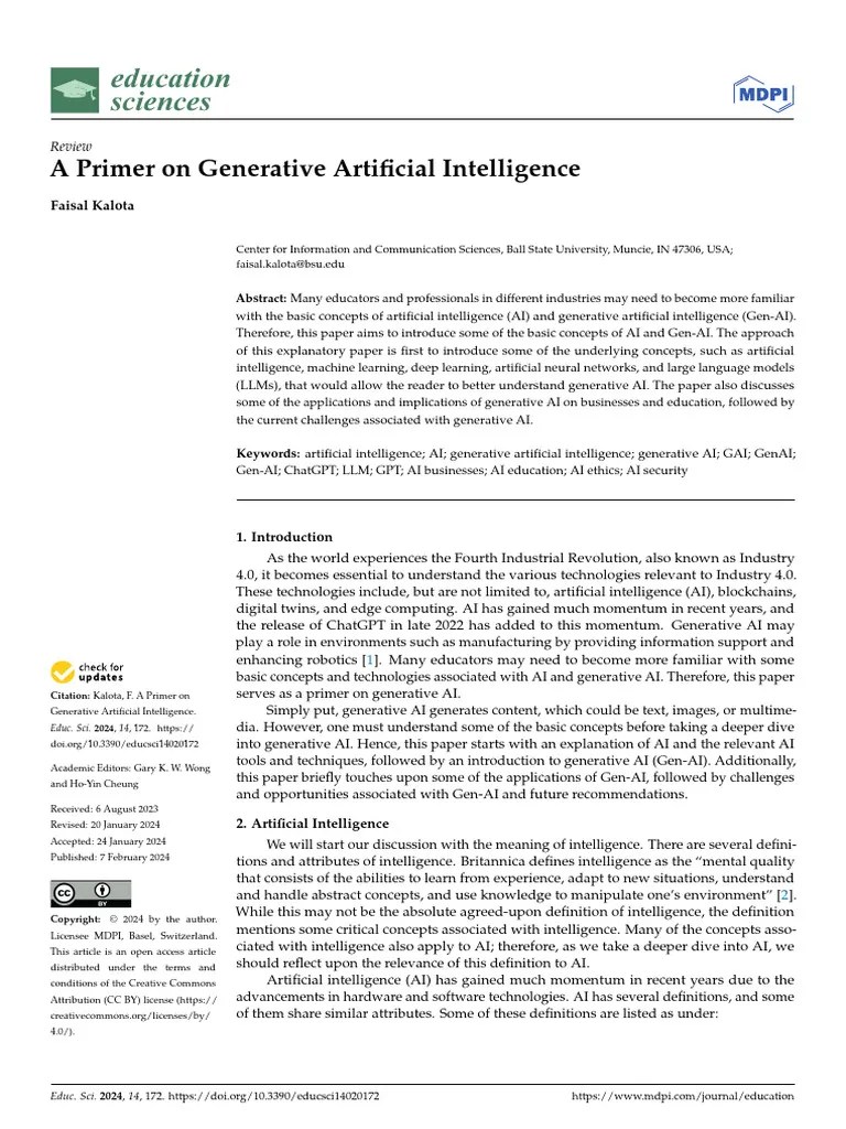 A Primer On Generative Artificial Intelligence | PDF | Artificial ...