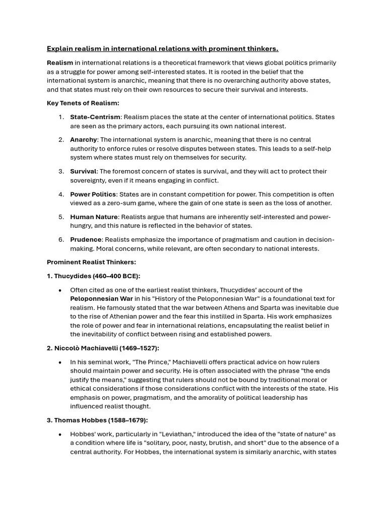 Realism | PDF | International Relations | Scientific Theories