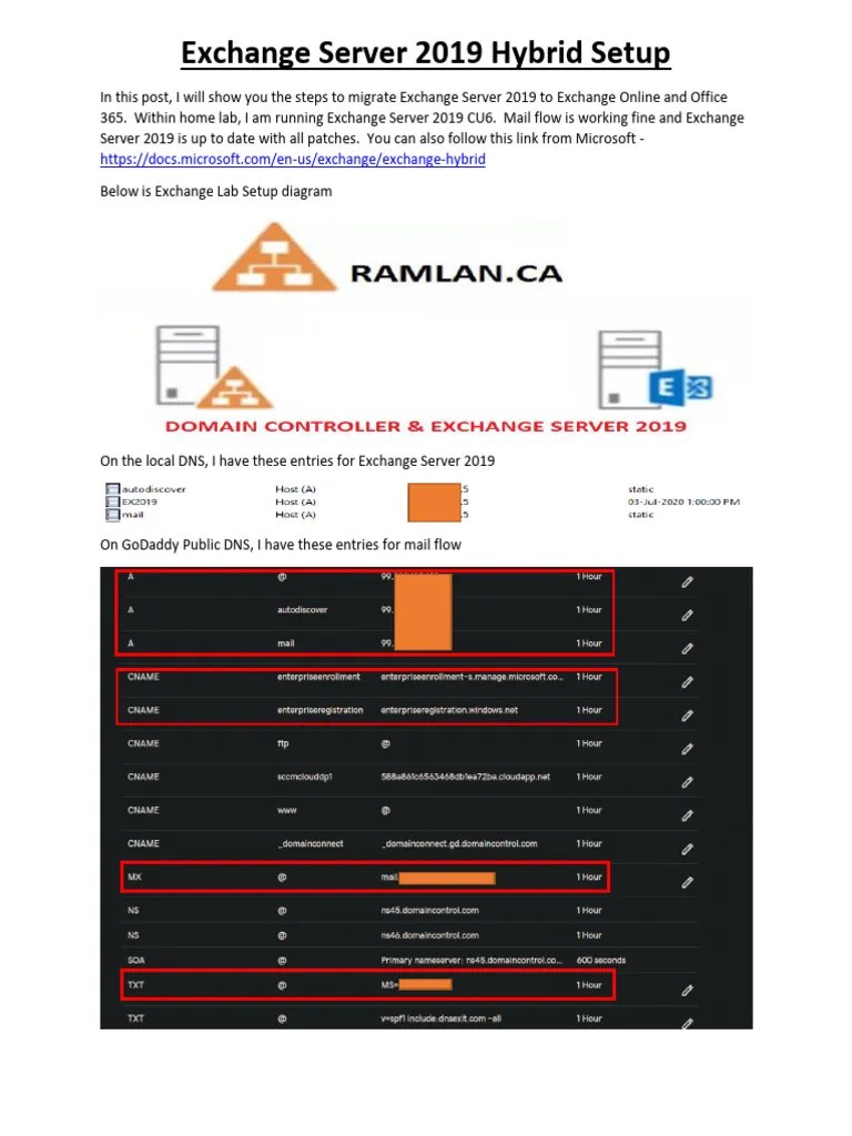 Exchange Server 2019 Hybrid Setup 1 | PDF | Microsoft Exchange Server | Domain Name System