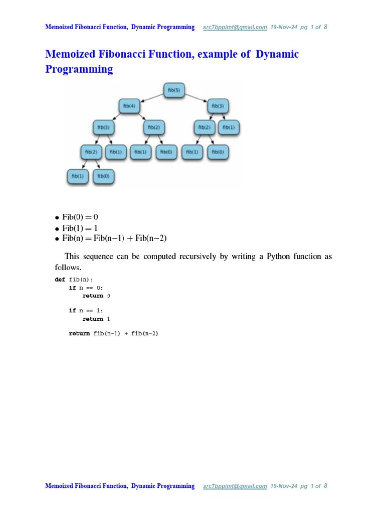 Fibonacci No With Memoization DynamicP Python 20-Aug-2024 SRC | PDF