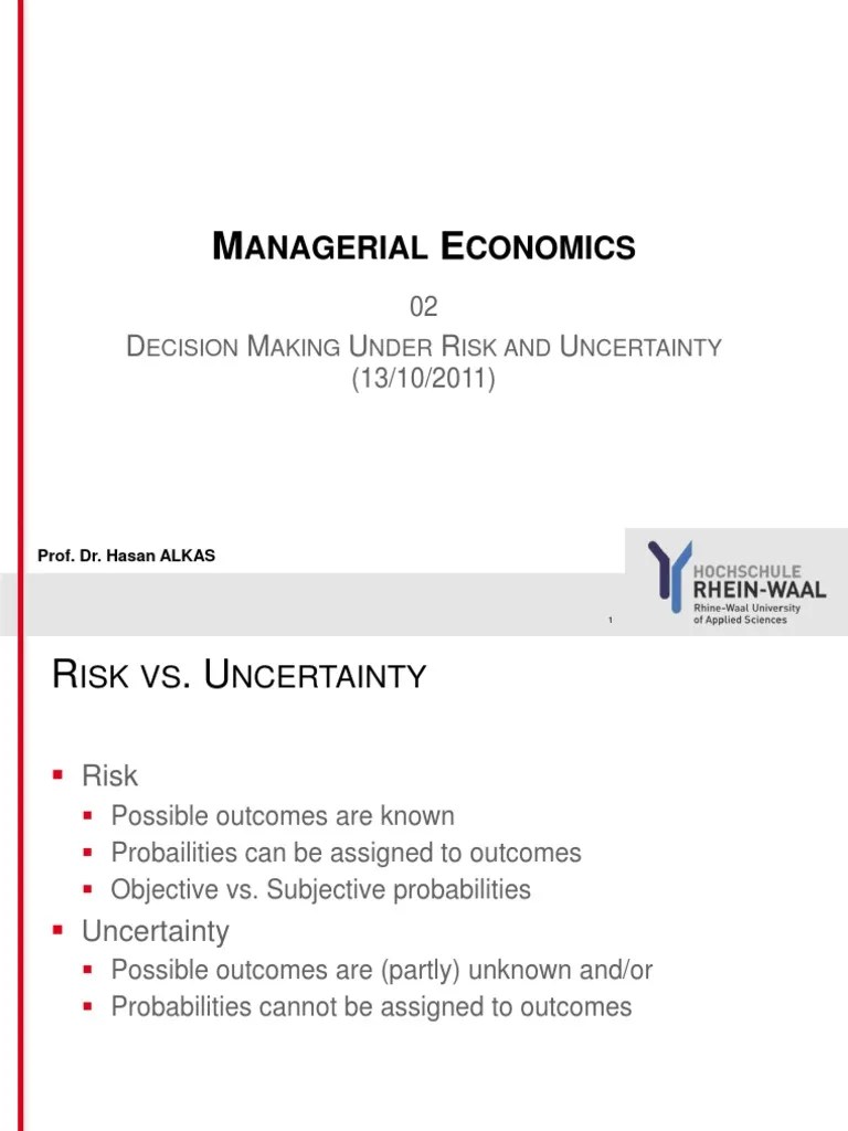 02 Decision Making Under Risk And Uncertainty | PDF | Risk Aversion ...