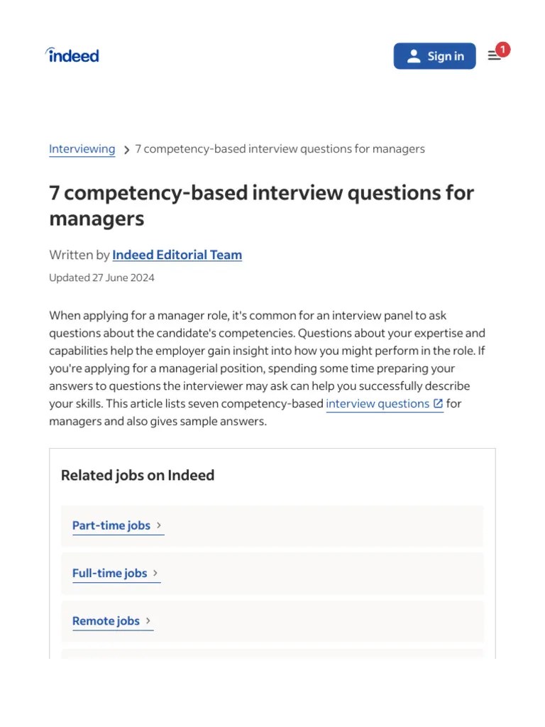 7 Competency Based Interview Questions For Managers Indeed Com Uk